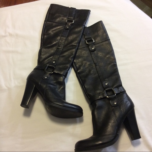 Nine West Shoes - NINE WEST TALL BLACK LEATHER “HARDTOGETO” BOOTS